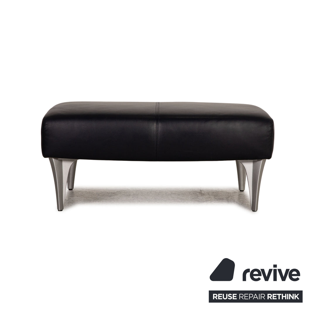 Rolf Benz 1600 Leder Hocker Dunkelblau