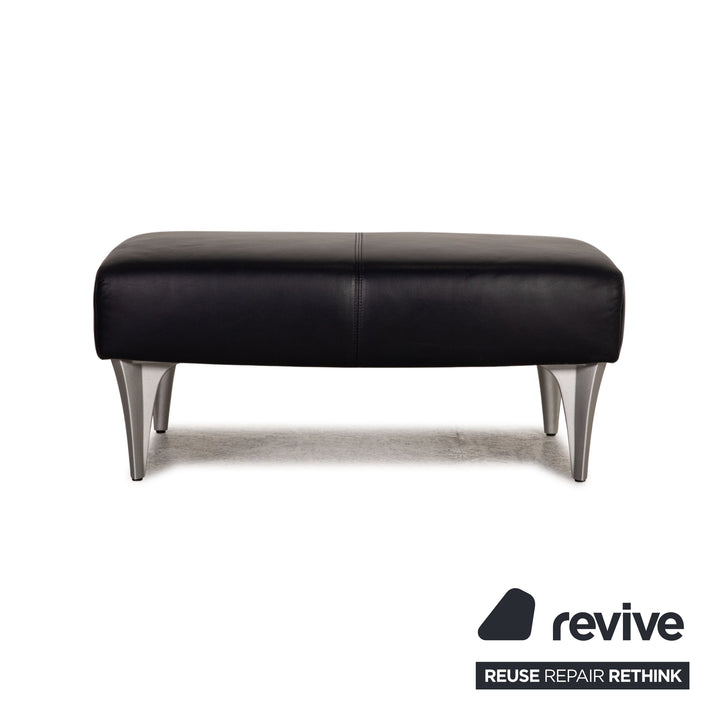 Rolf Benz 1600 Leder Hocker Dunkelblau