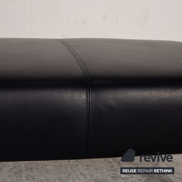 Rolf Benz 1600 Leder Hocker Dunkelblau