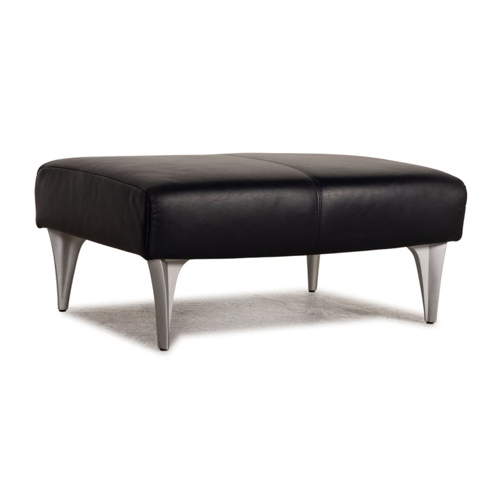 Rolf Benz 1600 Leder Hocker Dunkelblau