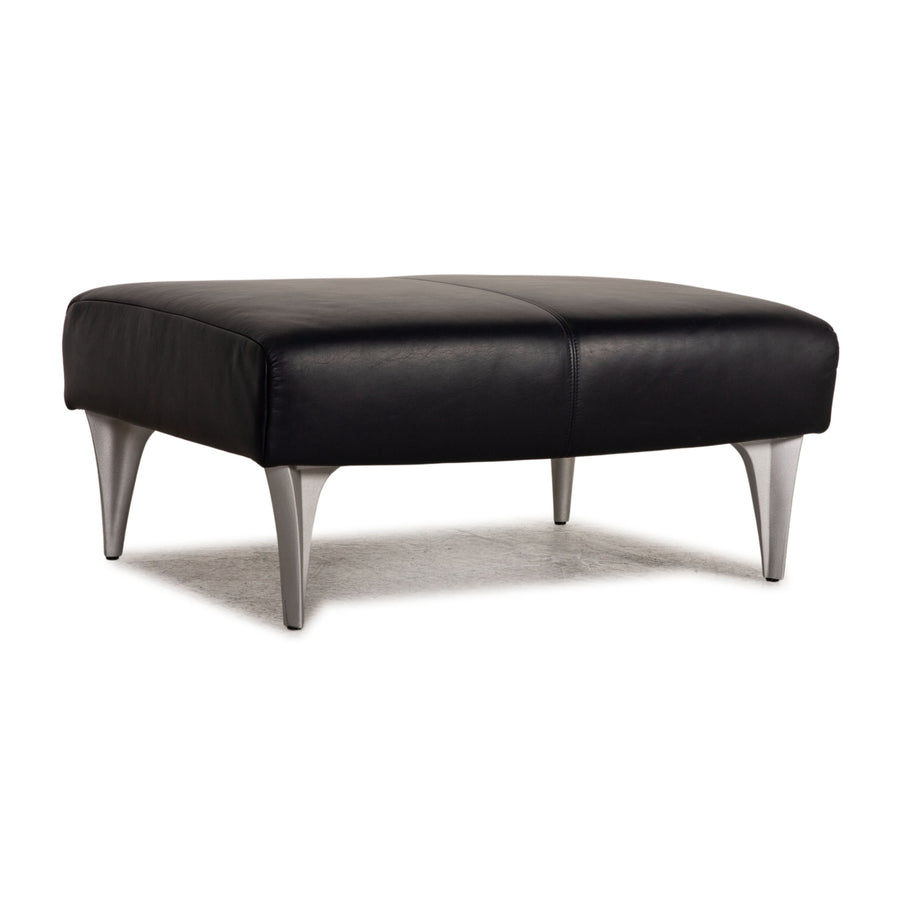 Rolf Benz 1600 Leather Stool Dark Blue