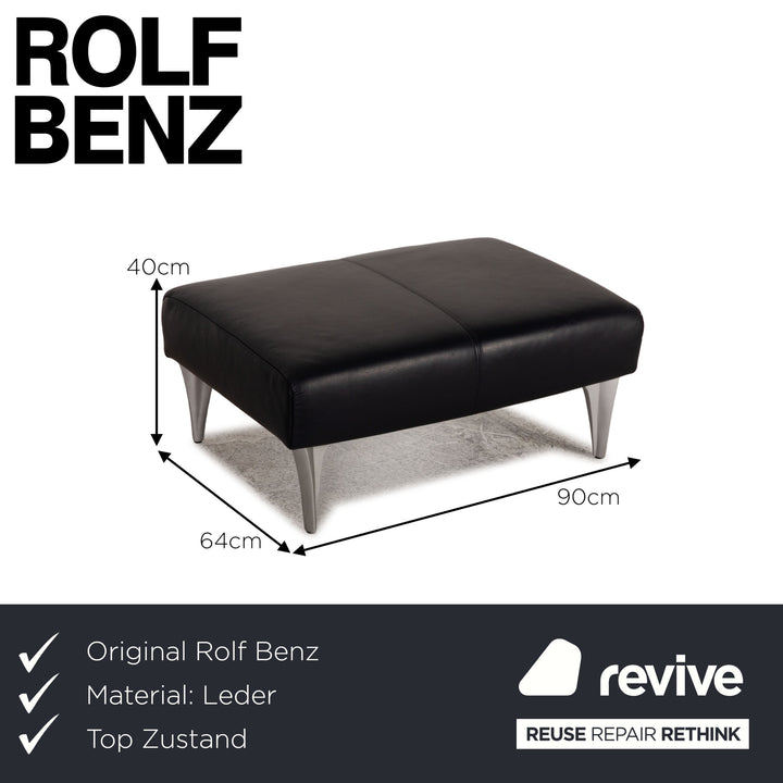 Rolf Benz 1600 Leder Hocker Dunkelblau