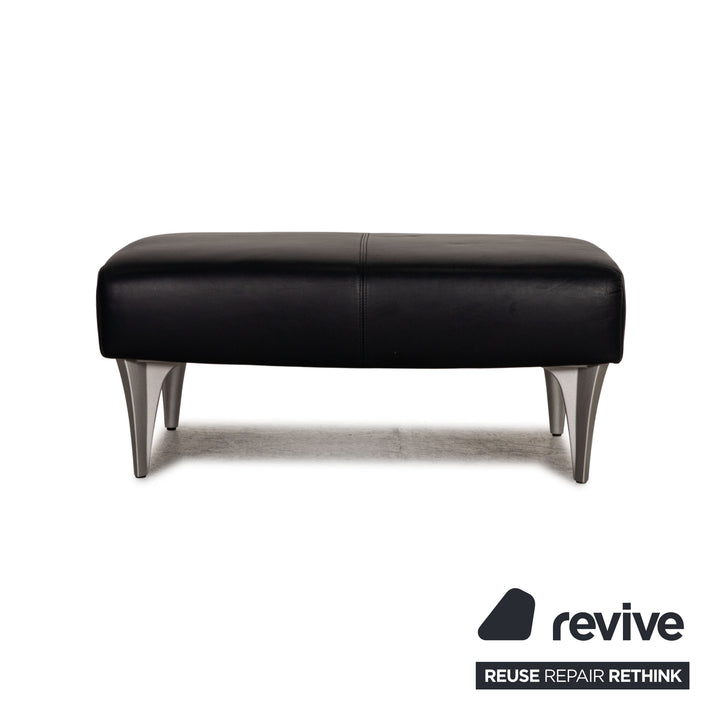 Rolf Benz 1600 Leder Hocker Dunkelblau