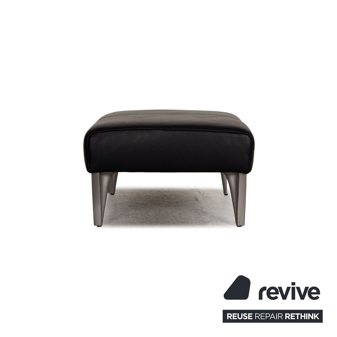Rolf Benz 1600 Leder Hocker Dunkelblau