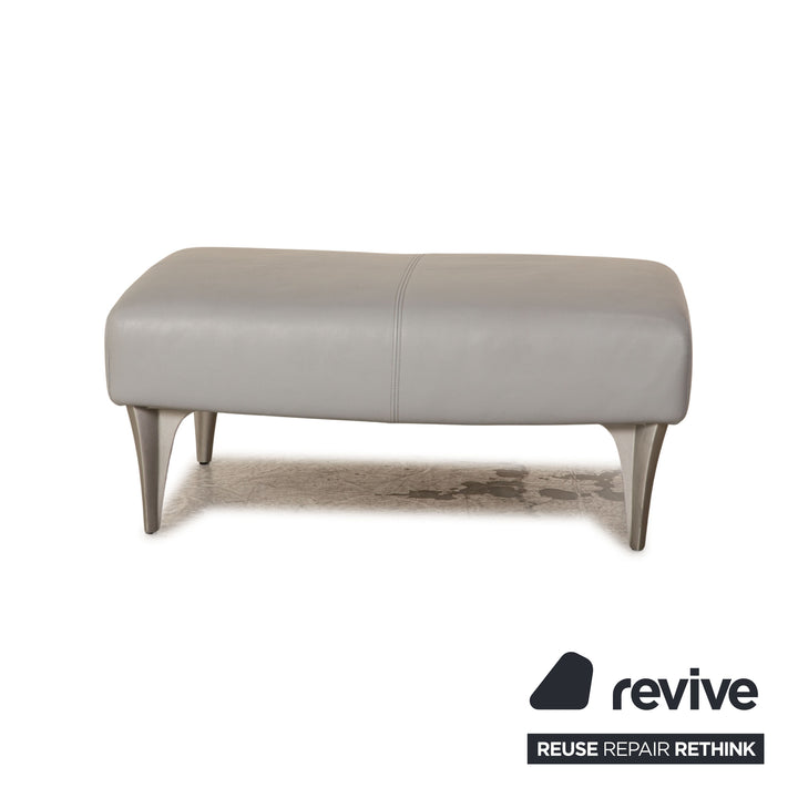 Rolf Benz 1600 Leder Hocker Eisblau