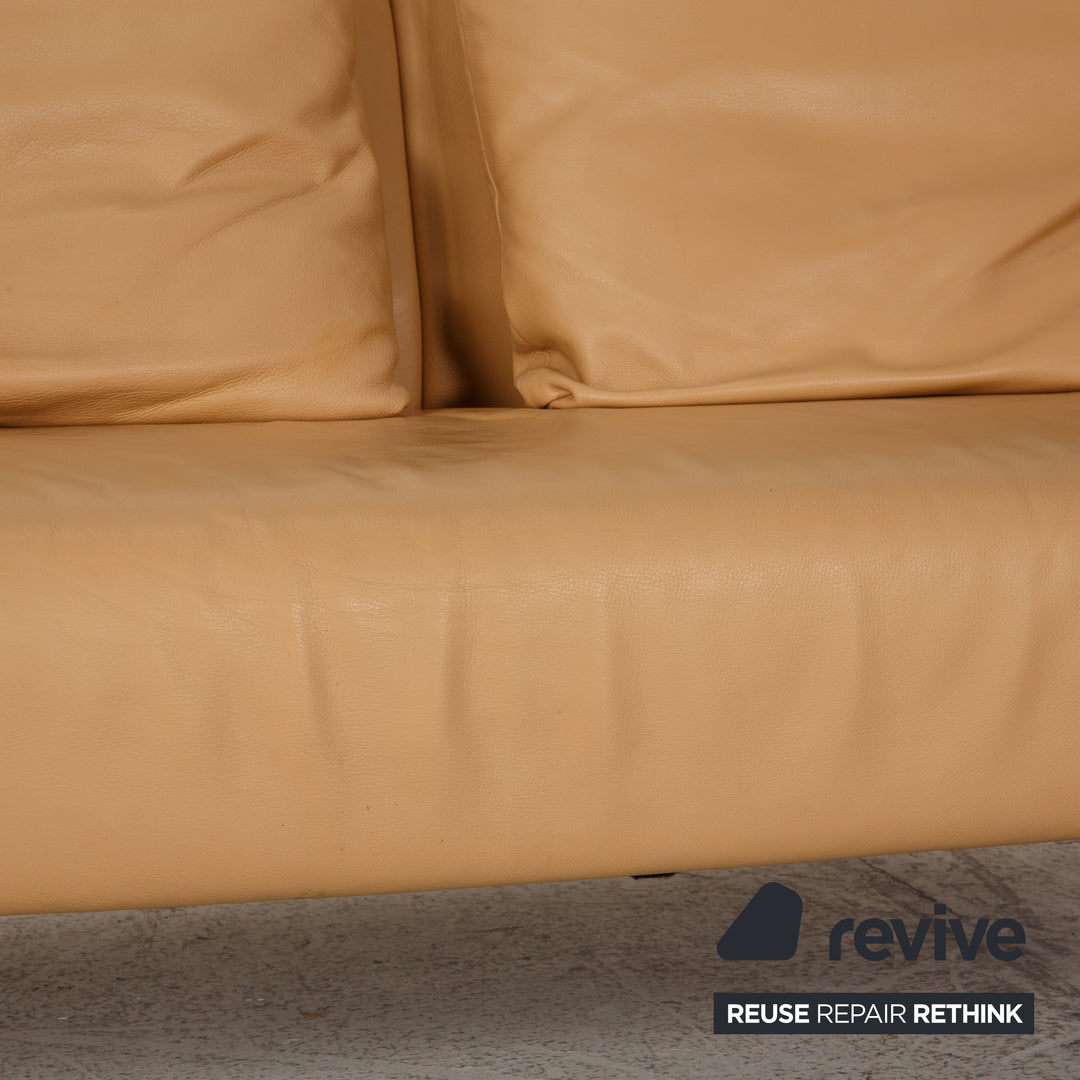 Rolf Benz 1600 leather sofa beige three-seater couch function