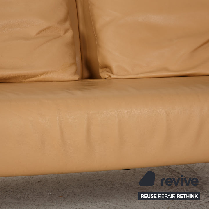 Rolf Benz 1600 leather sofa beige three-seater couch function