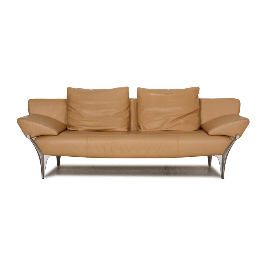 Rolf Benz 1600 leather sofa beige three-seater couch function