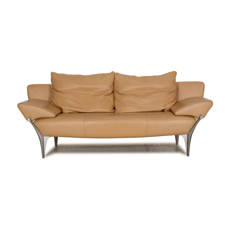 Rolf Benz 1600 leather sofa beige two-seater couch function