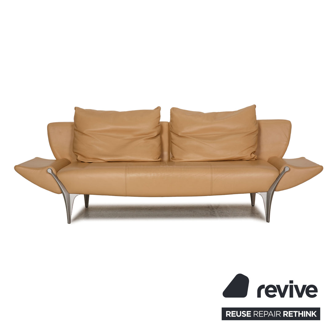 Rolf Benz 1600 leather sofa beige two-seater couch function