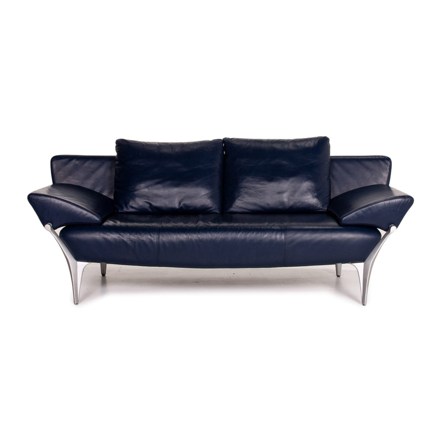 Rolf Benz 1600 Leder Sofa Blau Dunkelblau Zweisitzer Funktion Couch #14286