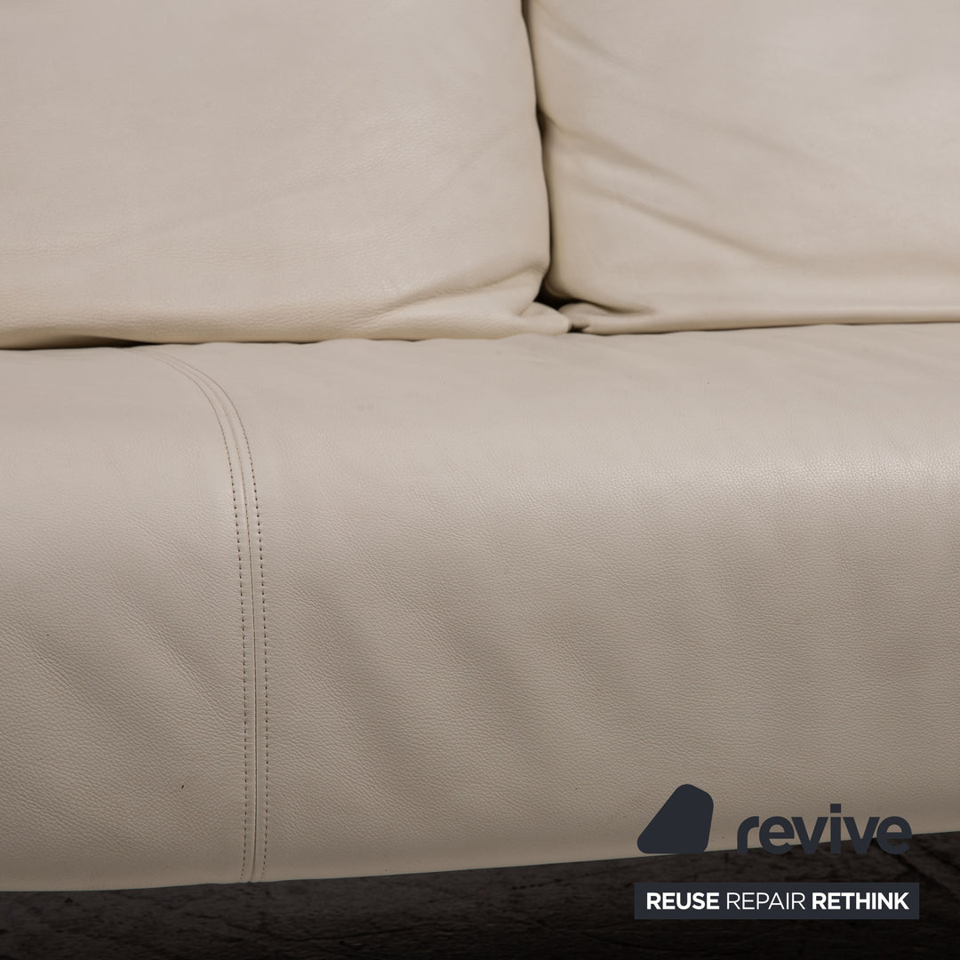 Rolf Benz 1600 Leder Sofa Creme Dreisitzer Couch Funktion