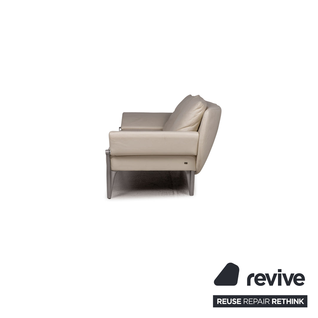 Rolf Benz 1600 leather sofa cream three-seater couch function
