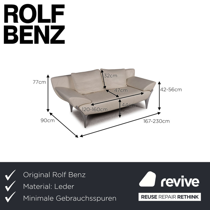 Rolf Benz 1600 Leder Sofa Creme Dreisitzer Couch Funktion
