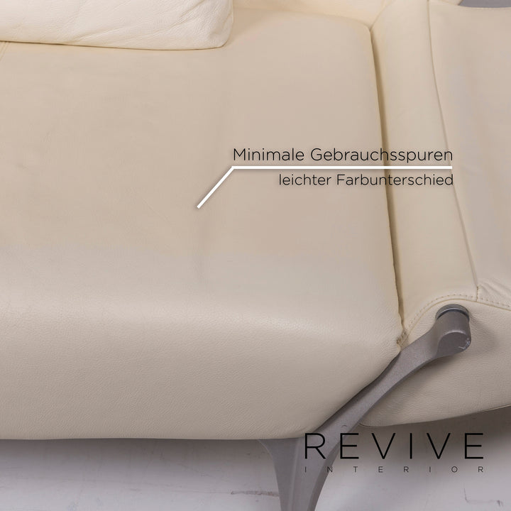 Rolf Benz 1600 Leder Sofa Creme Dreisitzer #11231