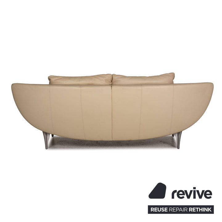 Rolf Benz 1600 leather sofa cream two-seater couch function