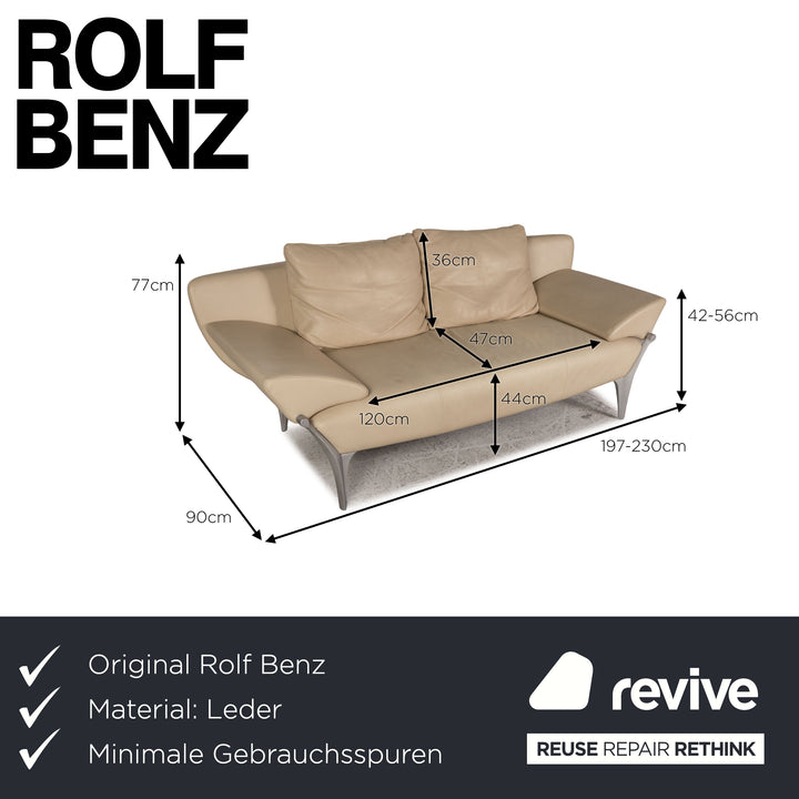 Rolf Benz 1600 leather sofa cream two-seater couch function