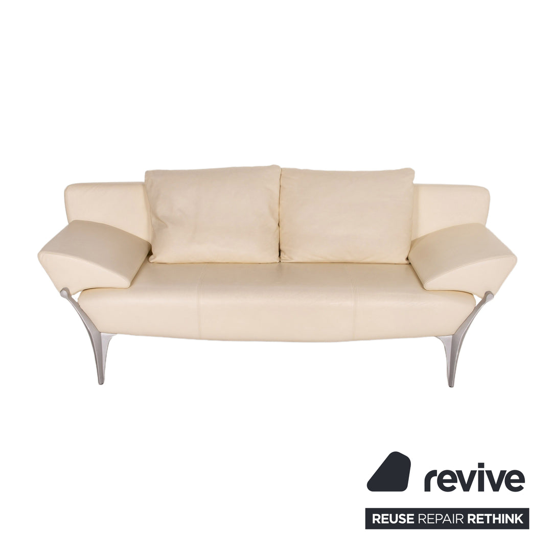 Rolf Benz 1600 leather sofa cream two-seater function couch