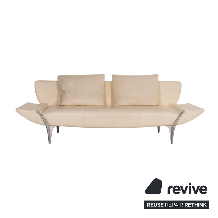 Rolf Benz 1600 leather sofa cream two-seater function couch