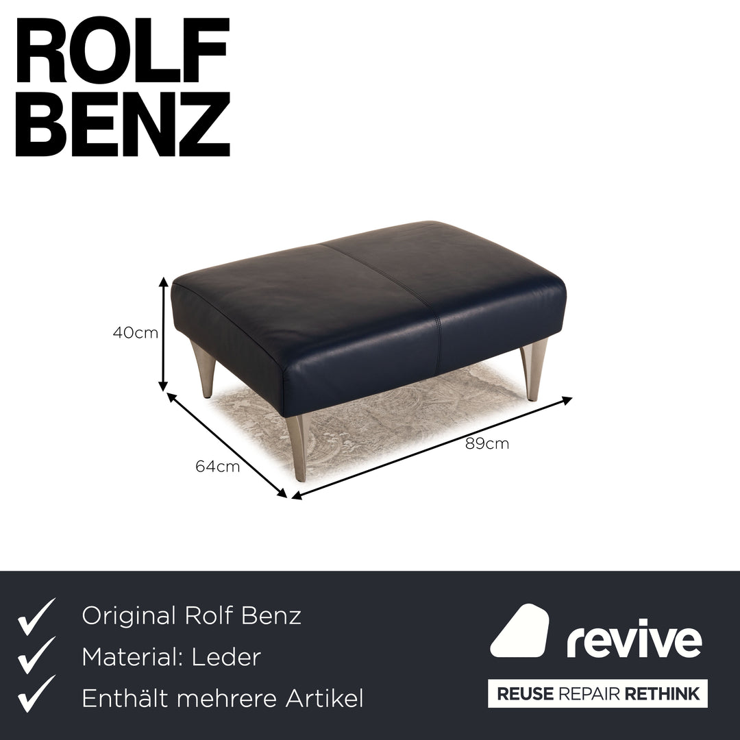 Rolf Benz 1600 Leder Sofa Garnitur Blau Zweisitzer Sessel Hocker Couch manuelle Funktion