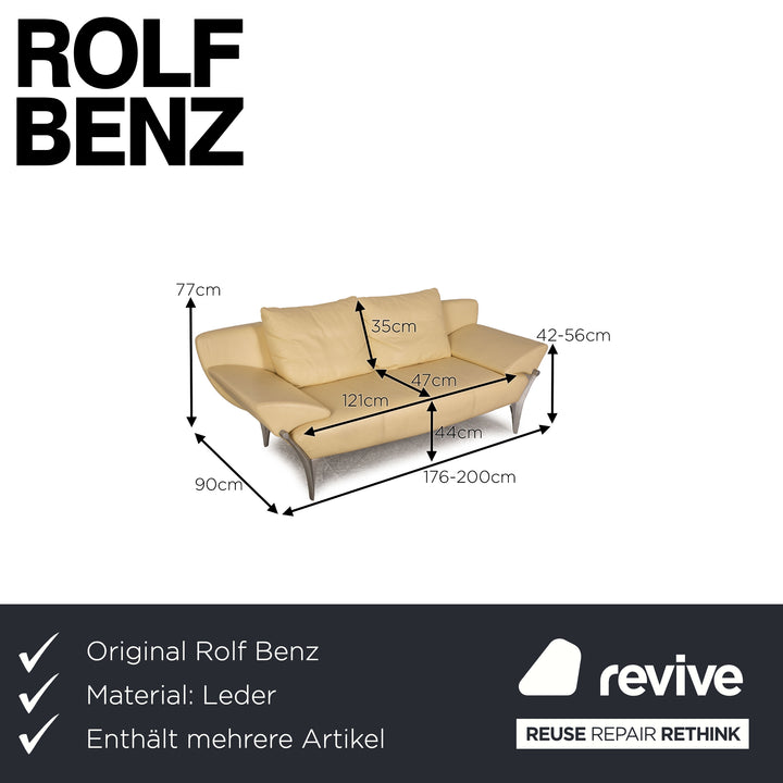 Rolf Benz 1600 ensemble de canapés en cuir crème fonction canapé deux places