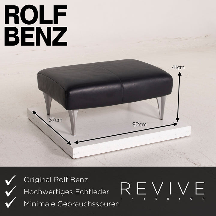 Rolf Benz 1600 leather sofa set dark blue 1x two-seater 1x stool #15571