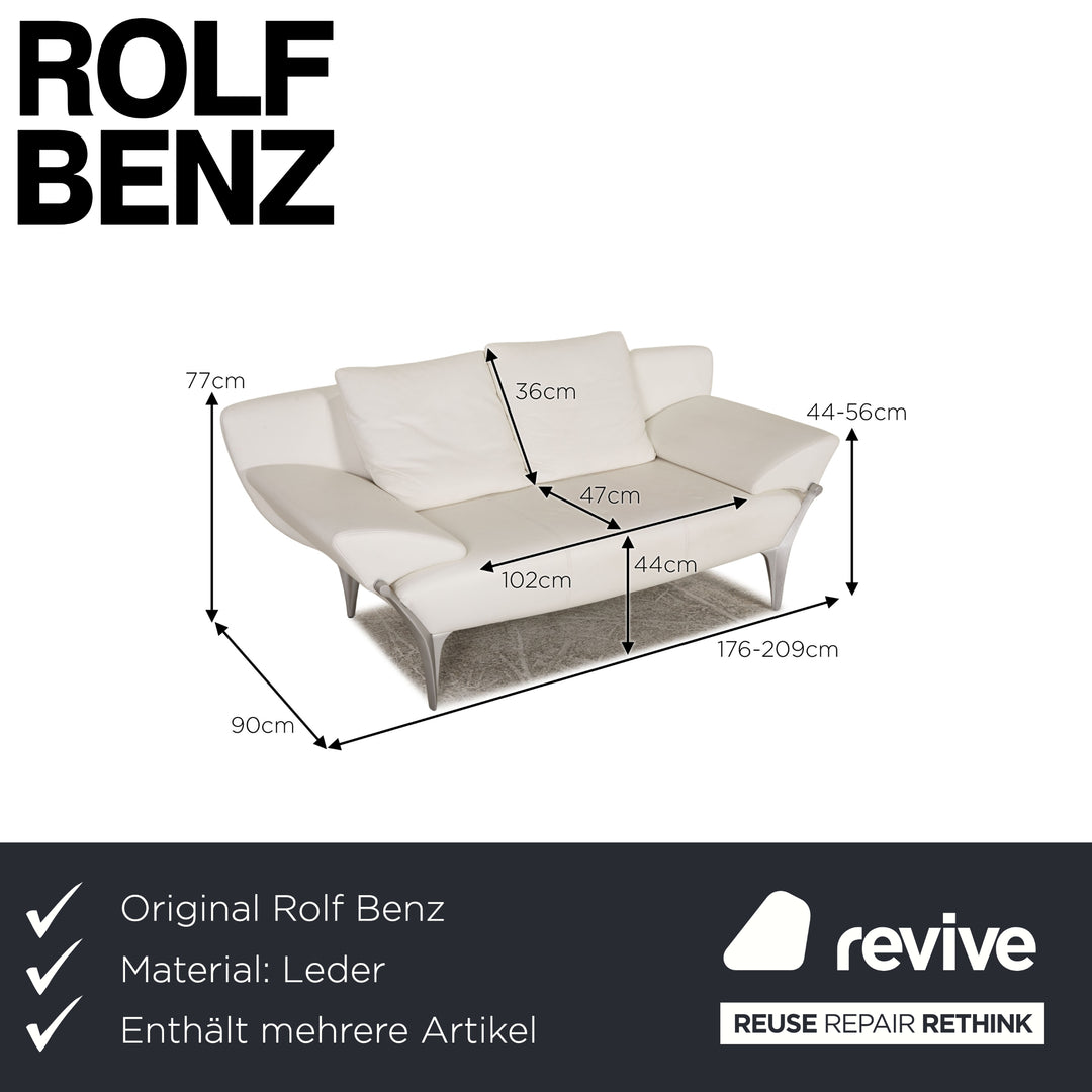 Rolf Benz 1600 leather sofa set white three-seater stool couch function