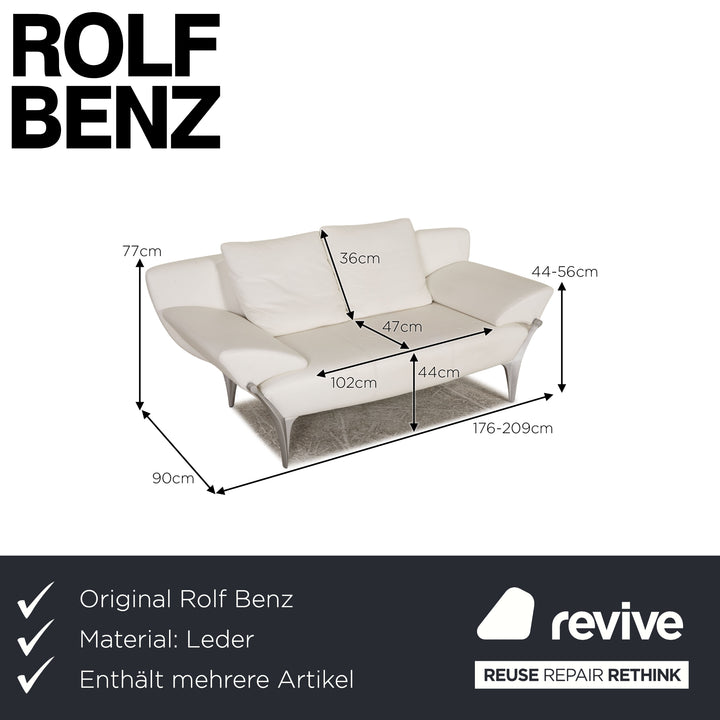 Rolf Benz 1600 leather sofa set white three-seater stool couch function