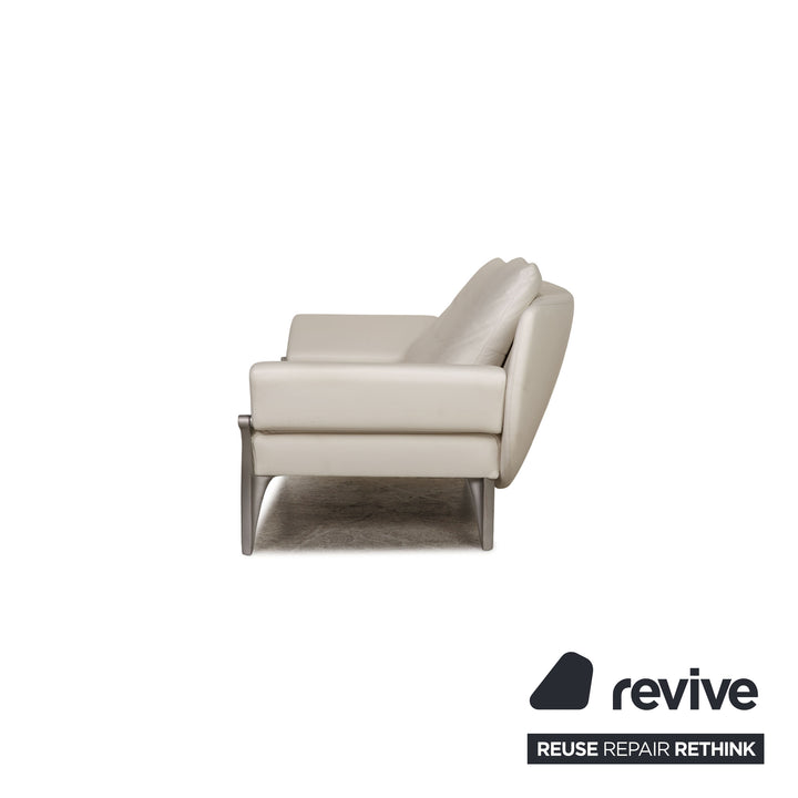 Rolf Benz 1600 leather sofa set white three-seater stool couch function