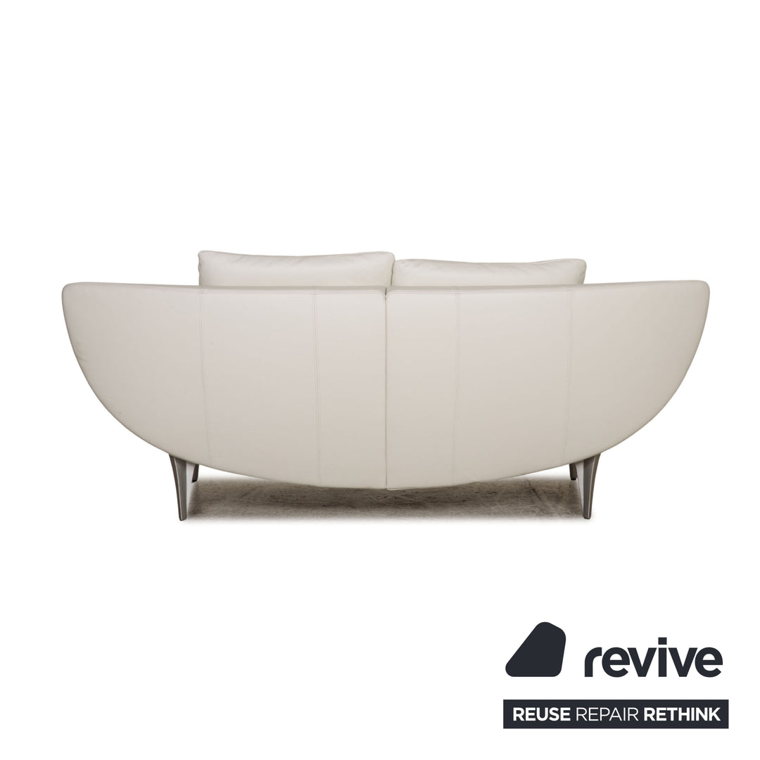 Rolf Benz 1600 leather sofa set white three-seater stool couch function
