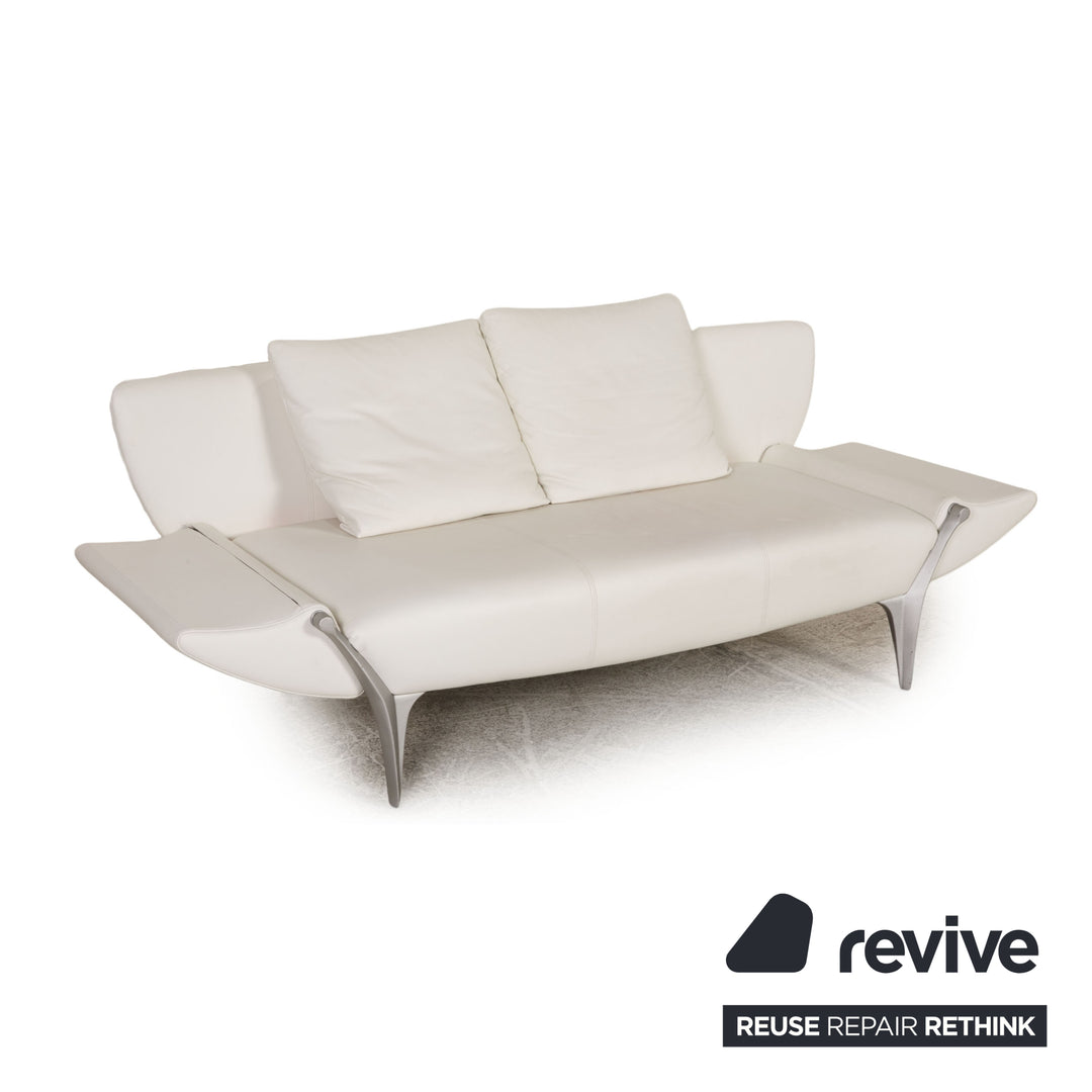 Rolf Benz 1600 leather sofa set white three-seater stool couch function