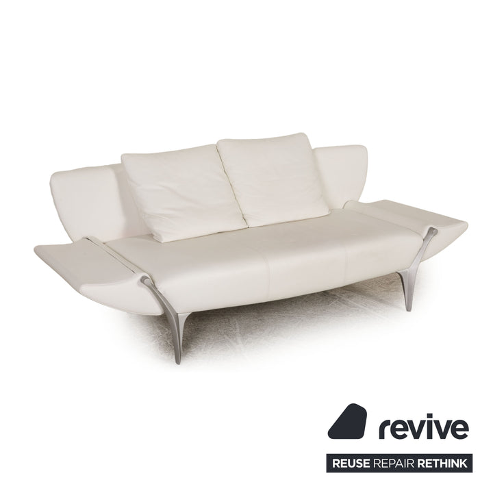 Rolf Benz 1600 leather sofa set white three-seater stool couch function