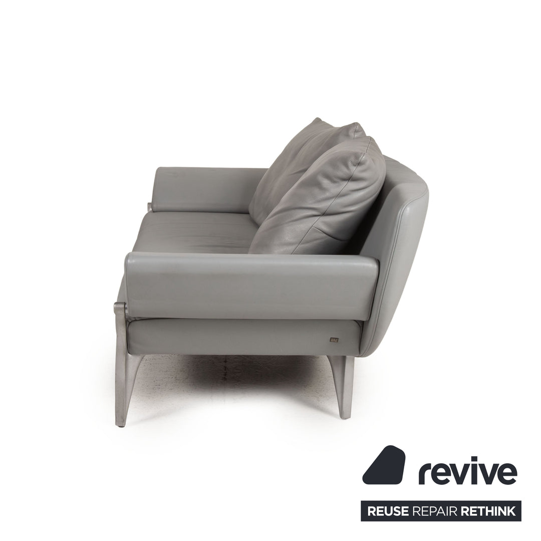 Rolf Benz 1600 Leder Sofa Grau Zweisitzer Funktion Armlehnenfunktion Couch