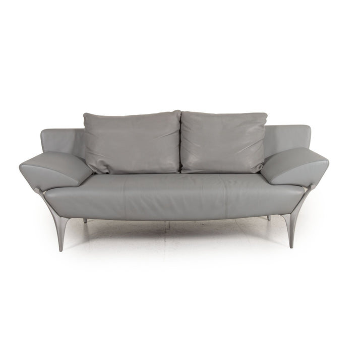 Rolf Benz 1600 Leder Sofa Grau Zweisitzer Funktion Armlehnenfunktion Couch