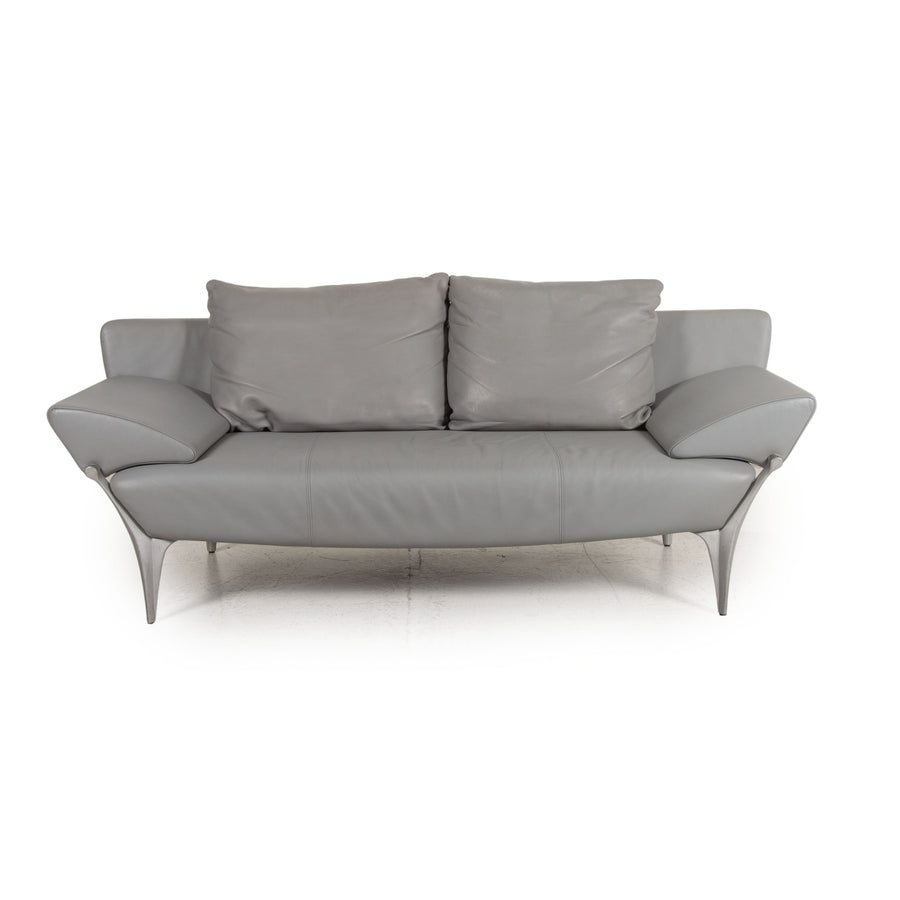 Rolf Benz 1600 Leder Sofa Grau Zweisitzer Funktion Armlehnenfunktion Couch