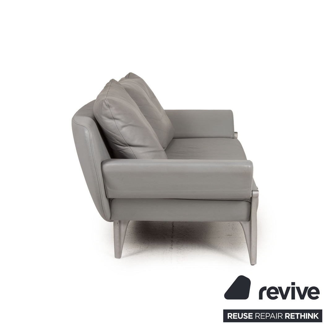 Rolf Benz 1600 Leder Sofa Grau Zweisitzer Funktion Armlehnenfunktion Couch