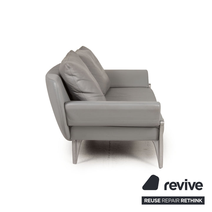 Rolf Benz 1600 Leder Sofa Grau Zweisitzer Funktion Armlehnenfunktion Couch
