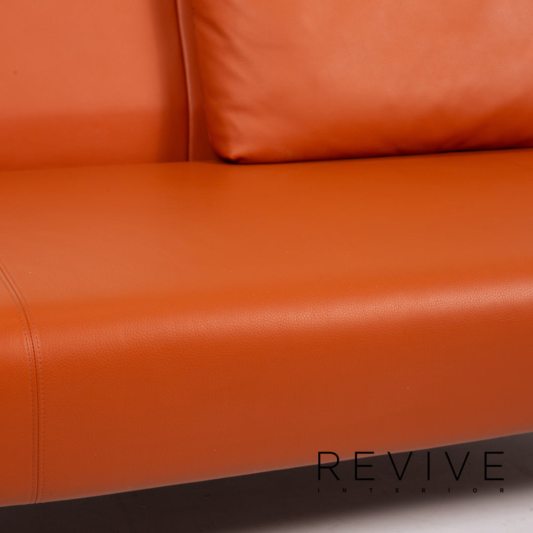 Rolf Benz 1600 Leder Sofa Orange Zweisitzer Funktion Couch