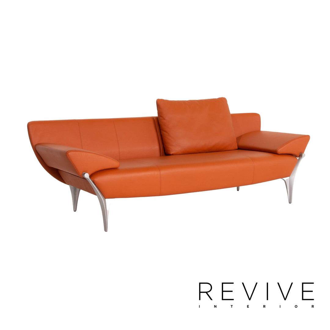 Rolf Benz 1600 Leder Sofa Orange Zweisitzer Funktion Couch