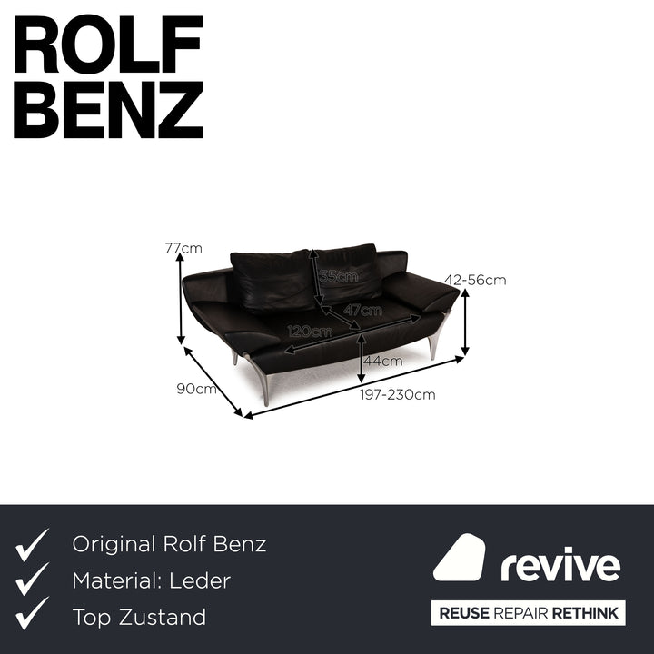 Rolf Benz 1600 Leder Sofa Schwarz Dreisitzer Couch Funktion