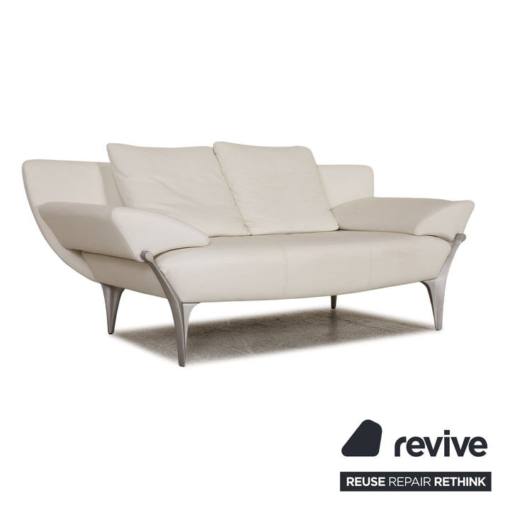 Rolf Benz 1600 leather sofa white three-seater couch function