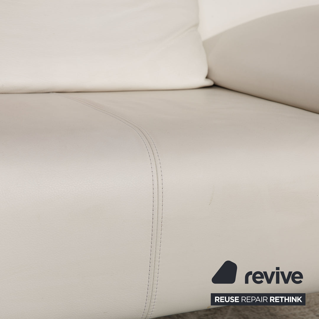 Rolf Benz 1600 leather sofa white three-seater couch function