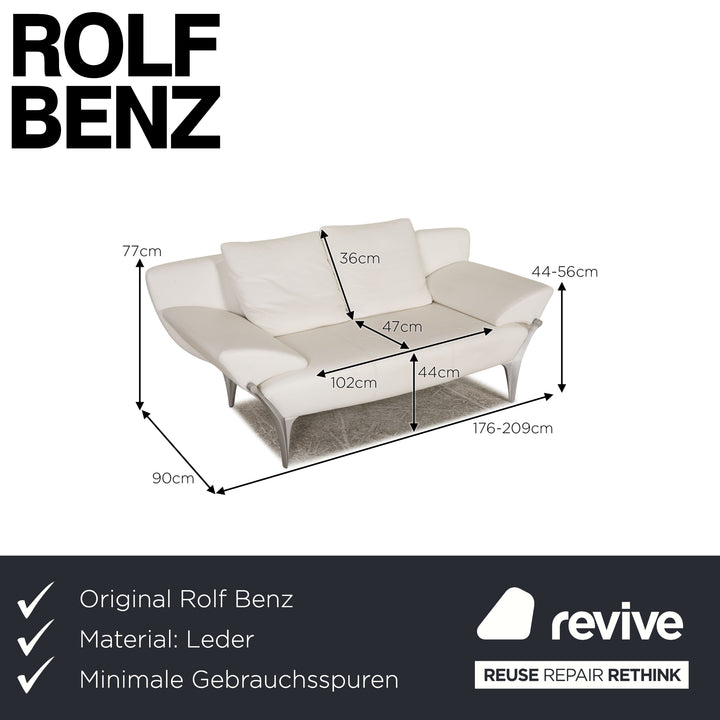 Rolf Benz 1600 leather sofa white three-seater couch function