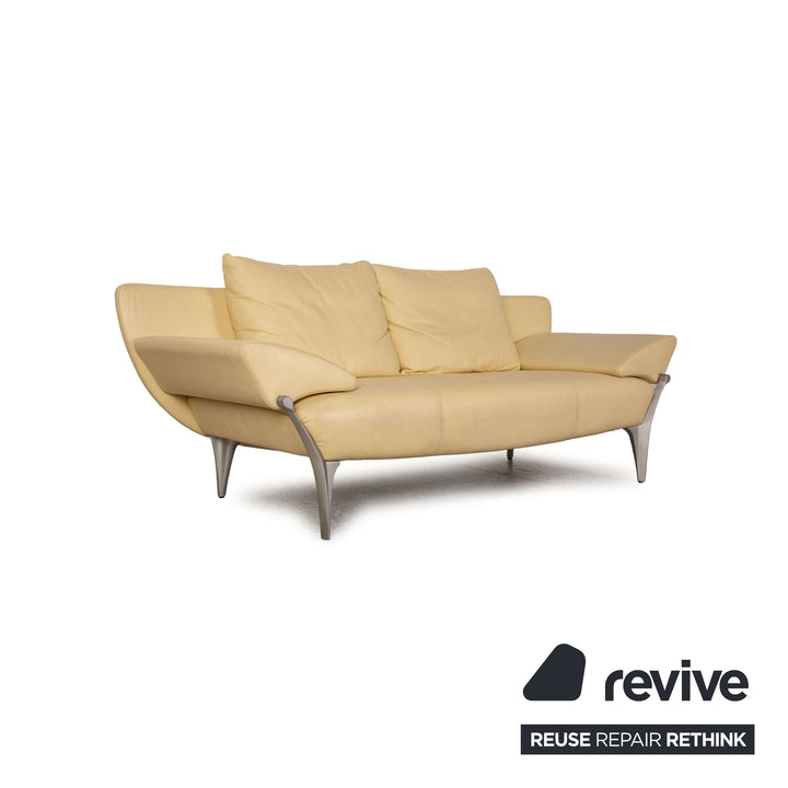 Rolf Benz 1600 leather two-seater cream sofa couch function