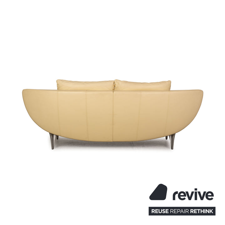 Rolf Benz 1600 leather two-seater cream sofa couch function