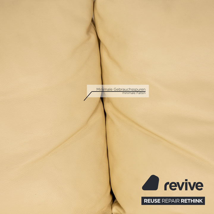 Rolf Benz 1600 leather two-seater cream sofa couch function