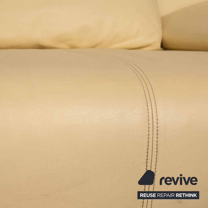Rolf Benz 1600 leather two-seater cream sofa couch function
