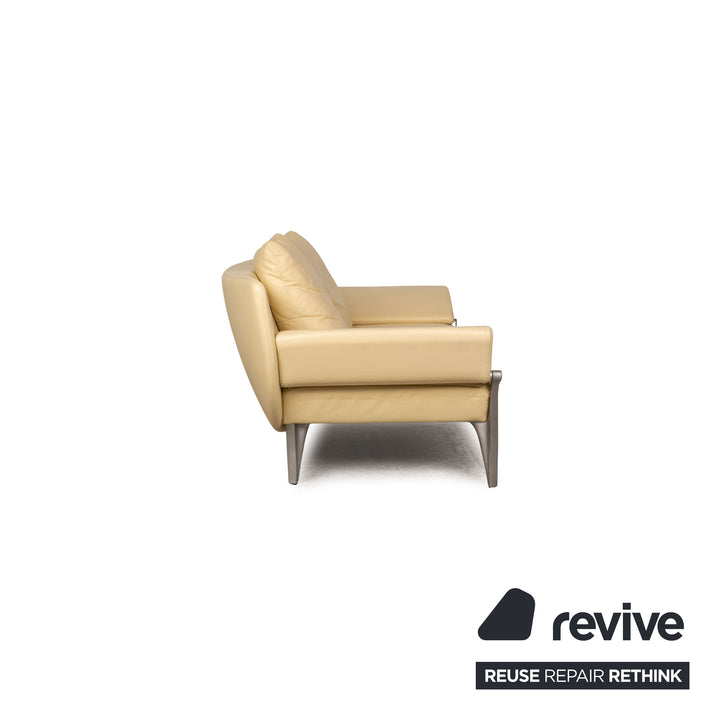 Rolf Benz 1600 leather two-seater cream sofa couch function