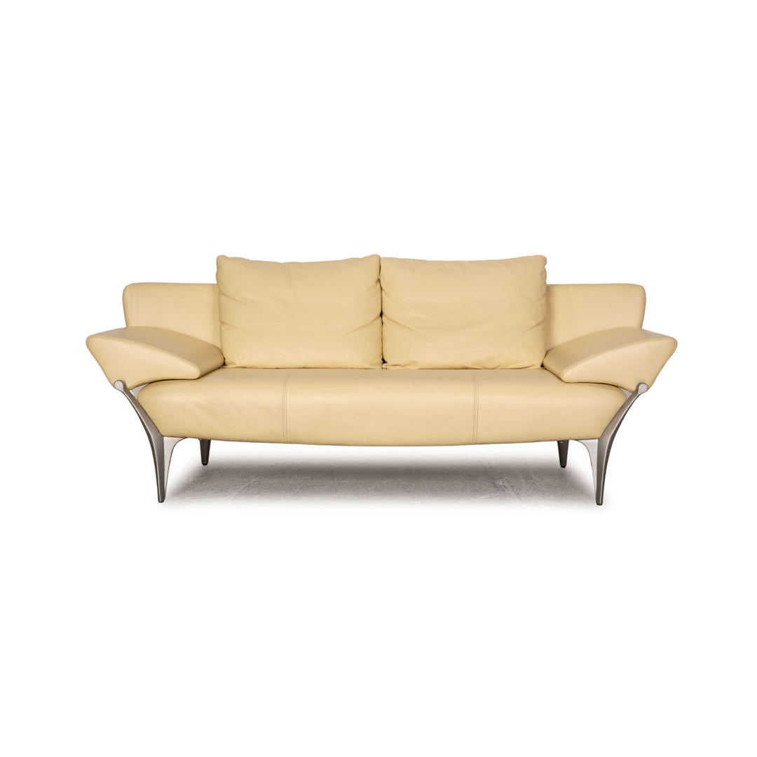 Rolf Benz 1600 leather two-seater cream sofa couch function