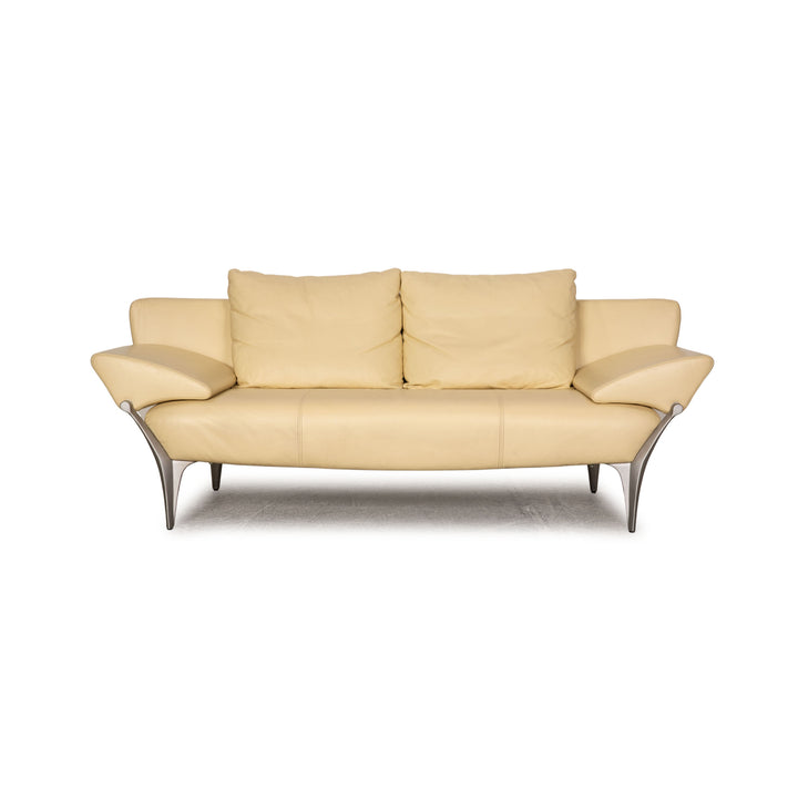 Rolf Benz 1600 leather two-seater cream sofa couch function